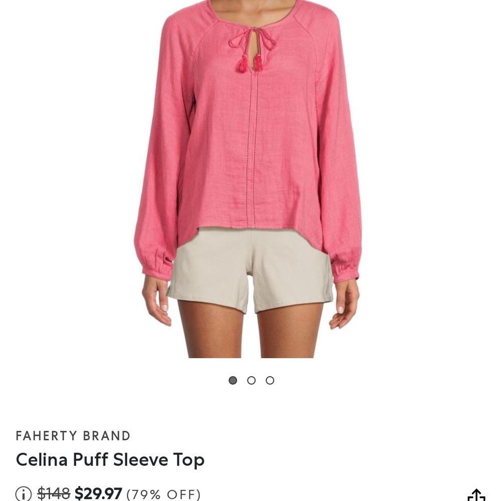 Faherty Dusty Rose Long Sleeve Blouse